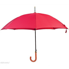 Auto Open Red Color Wood Handle Straight Umbrella (BD-22)